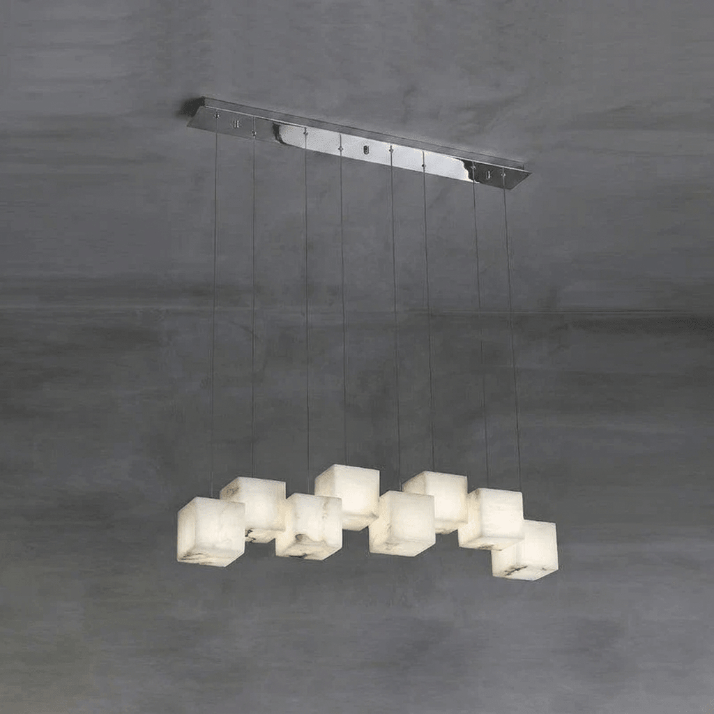 Ariane Linear Alabaster Cube Pendant Chandelier