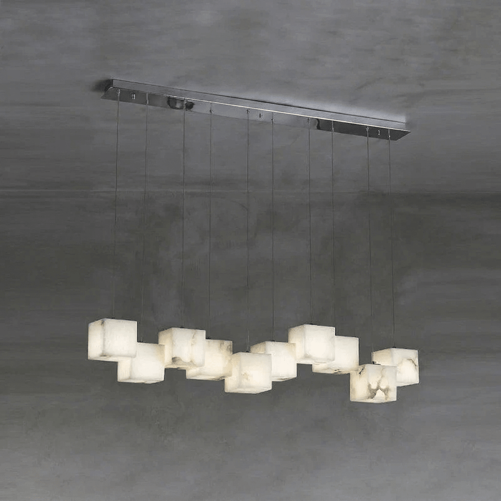 Ariane Linear Alabaster Cube Pendant Chandelier