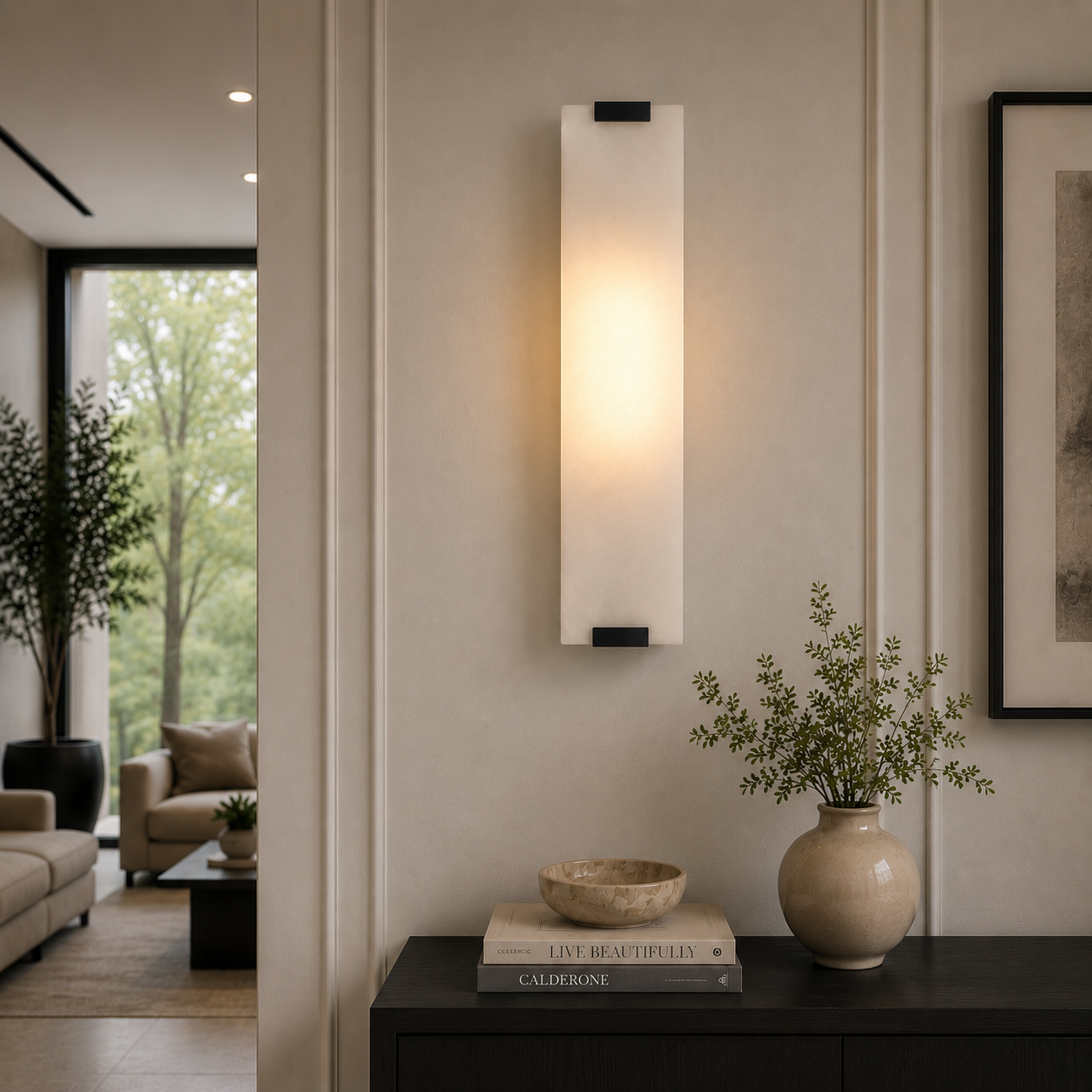 Marbella Modern Marble & Brass Wall Sconce