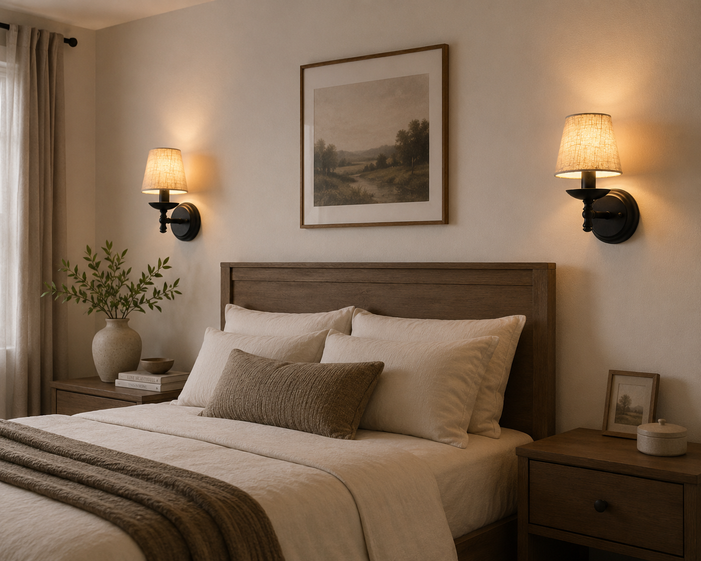 Lunette Rustic Fabric Wall Sconce