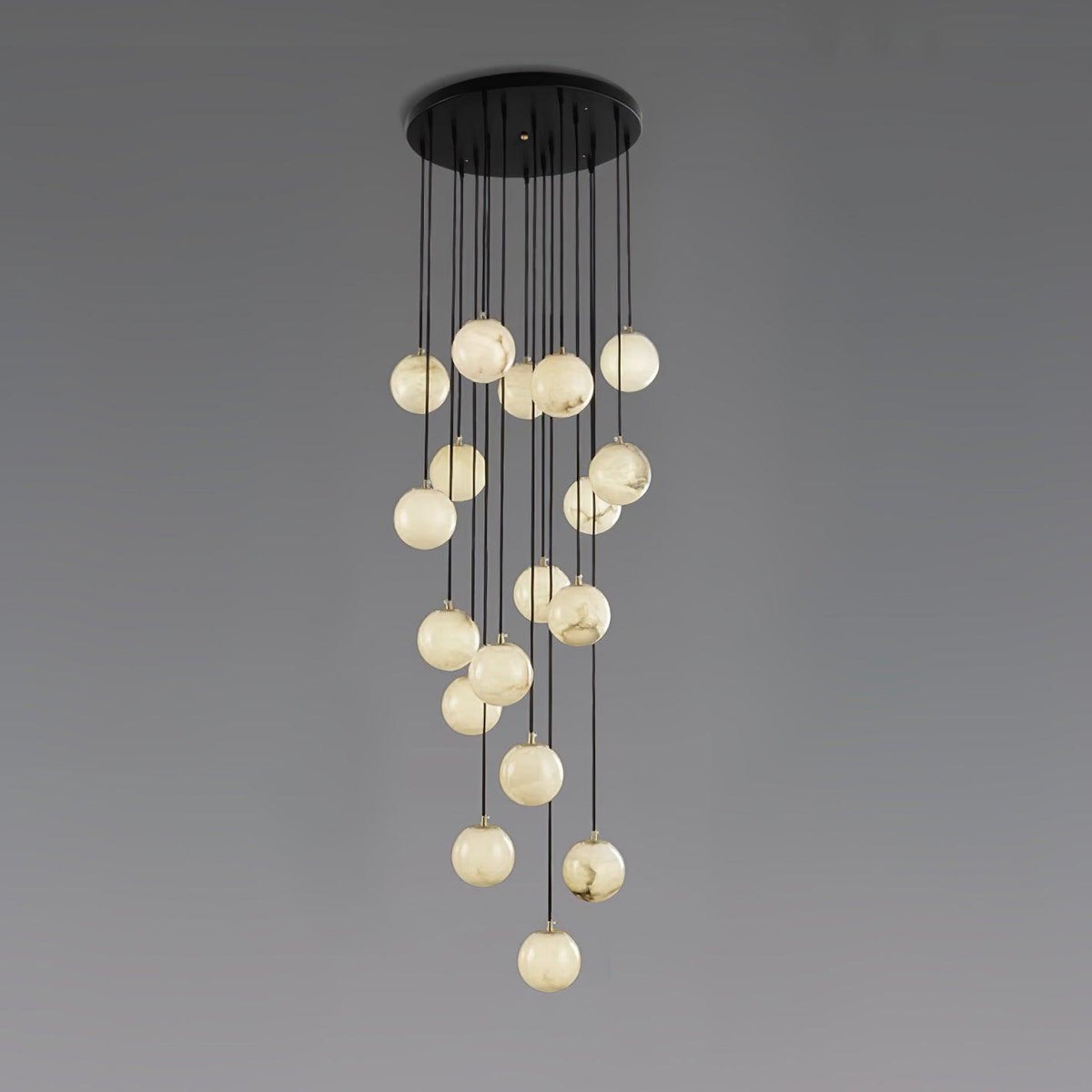 Amadine Alabaster Sphere Cluster Staircase Chandelier