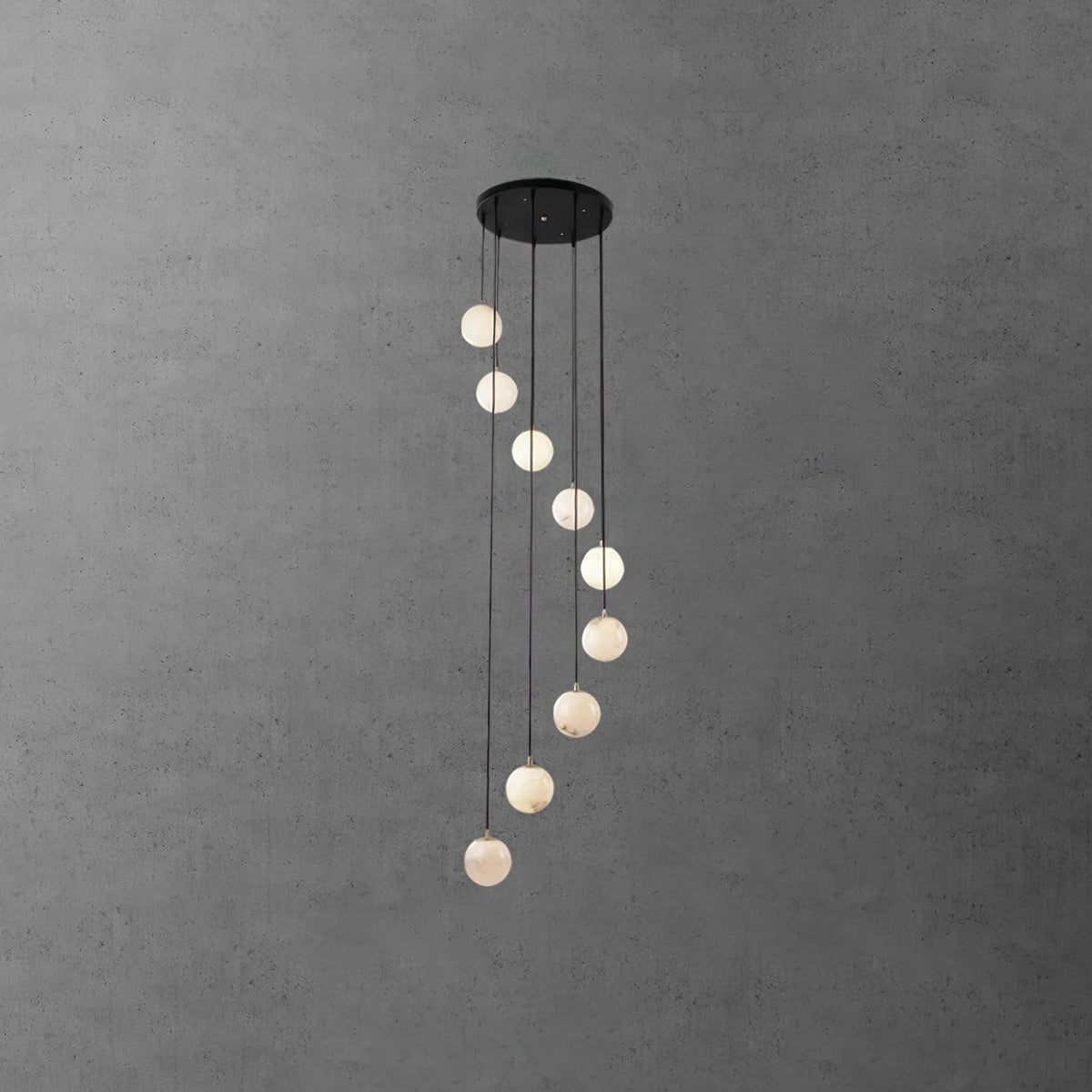 Amadine Alabaster Sphere Cluster Staircase Chandelier