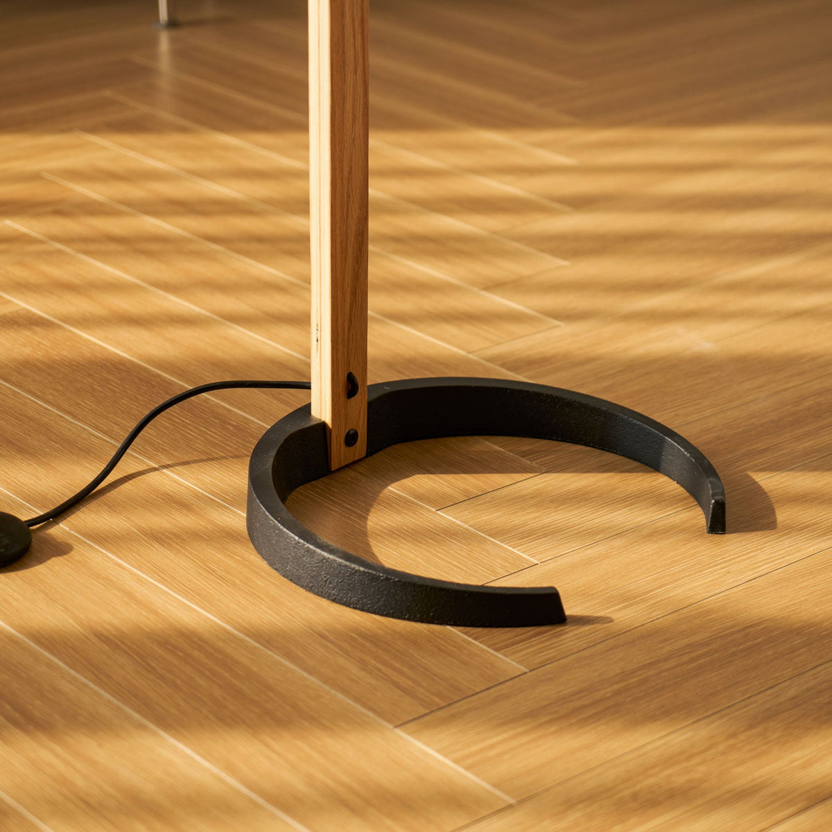 Caprani Beech Wood Linen Floor Lamp