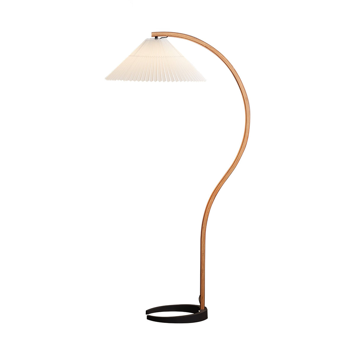Caprani Beech Wood Linen Floor Lamp