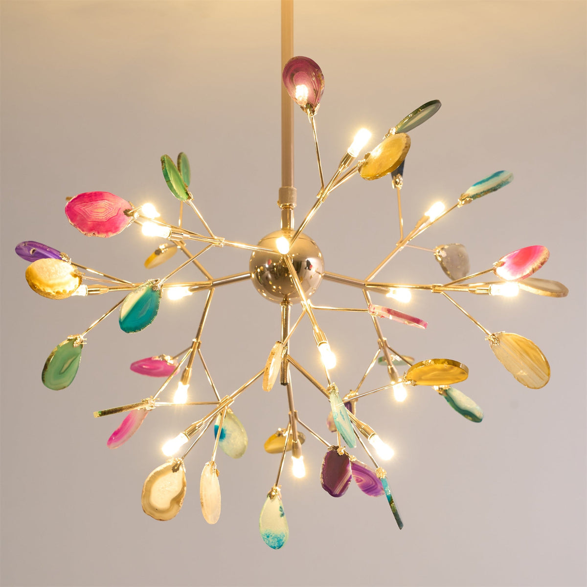 Calliste Natural Agate Rose Gold Branch Chandelier