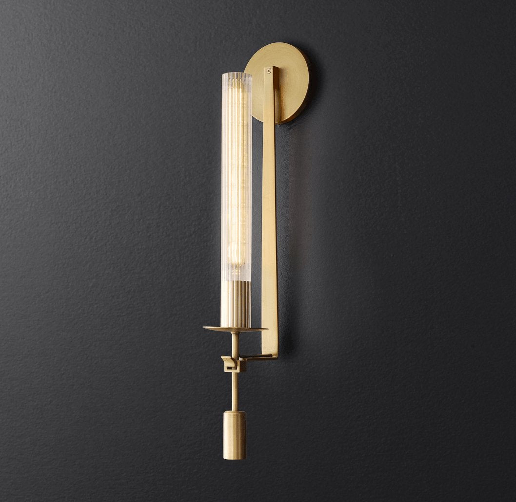 Odalys Brass Ribbed Glass Wall Sconce