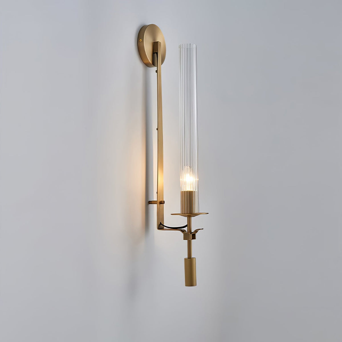 Odalys Brass Ribbed Glass Wall Sconce