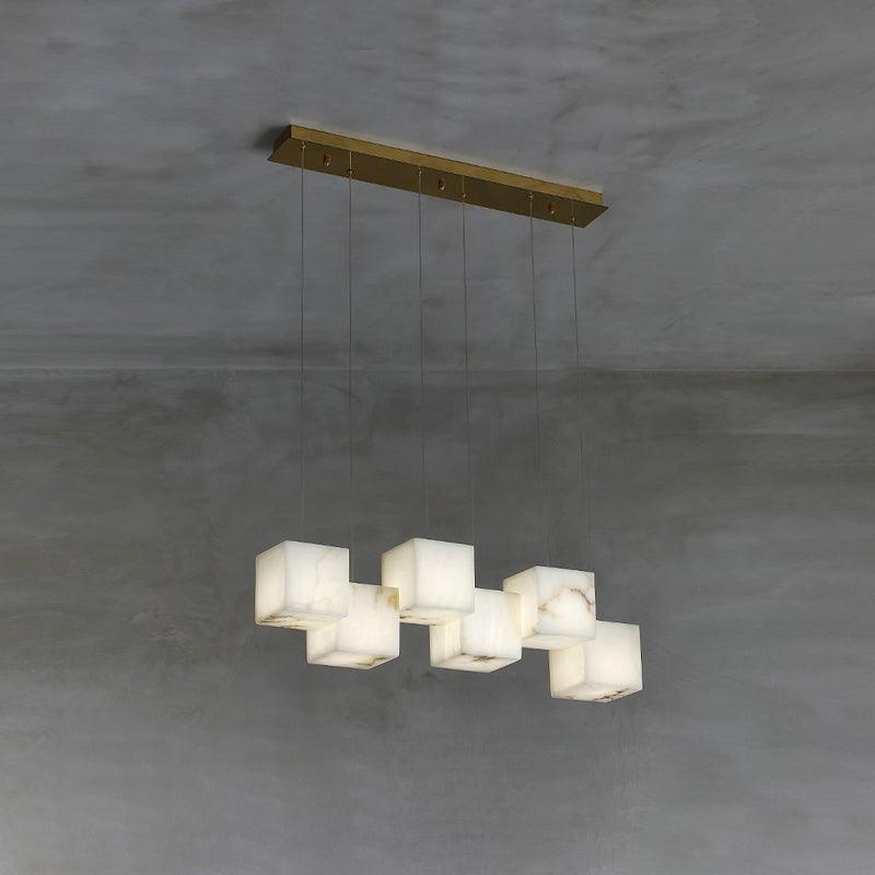 Ariane Linear Alabaster Cube Pendant Chandelier
