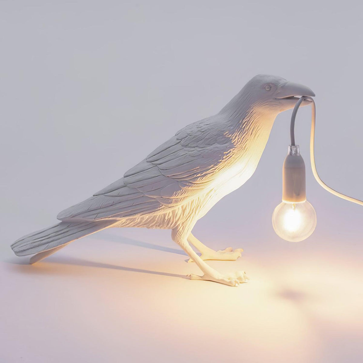Corbeau Resin Raven Sculpture Edison Bulb Table Lamp
