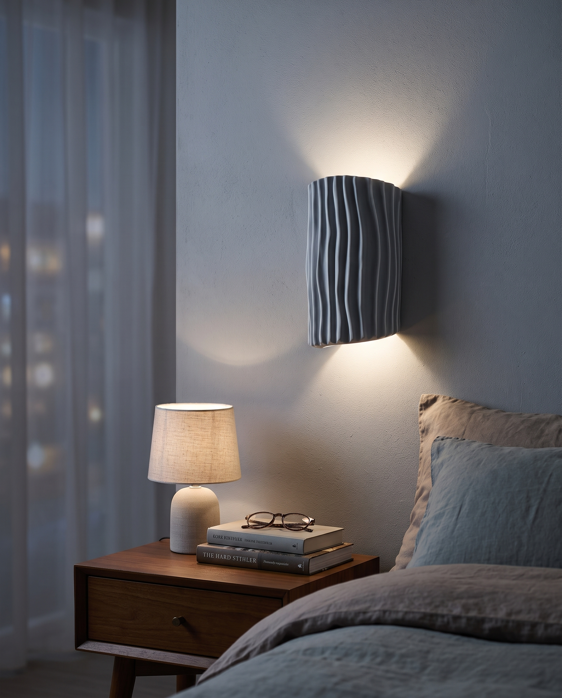 Halden Striped Wall Sconce Gray - bedroom nightstand