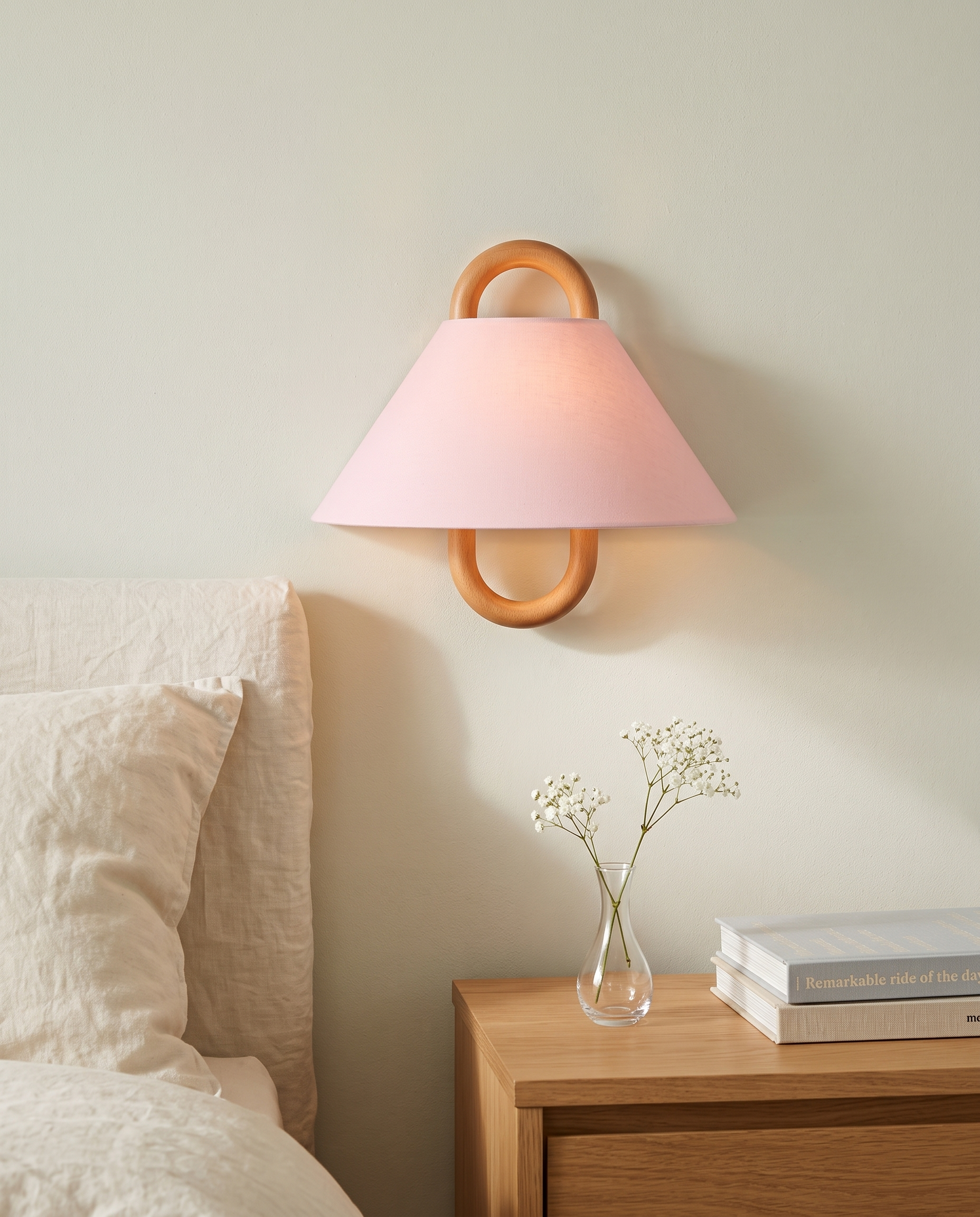 Aspen Wood Wall Sconce Light Pink Flat - bedroom