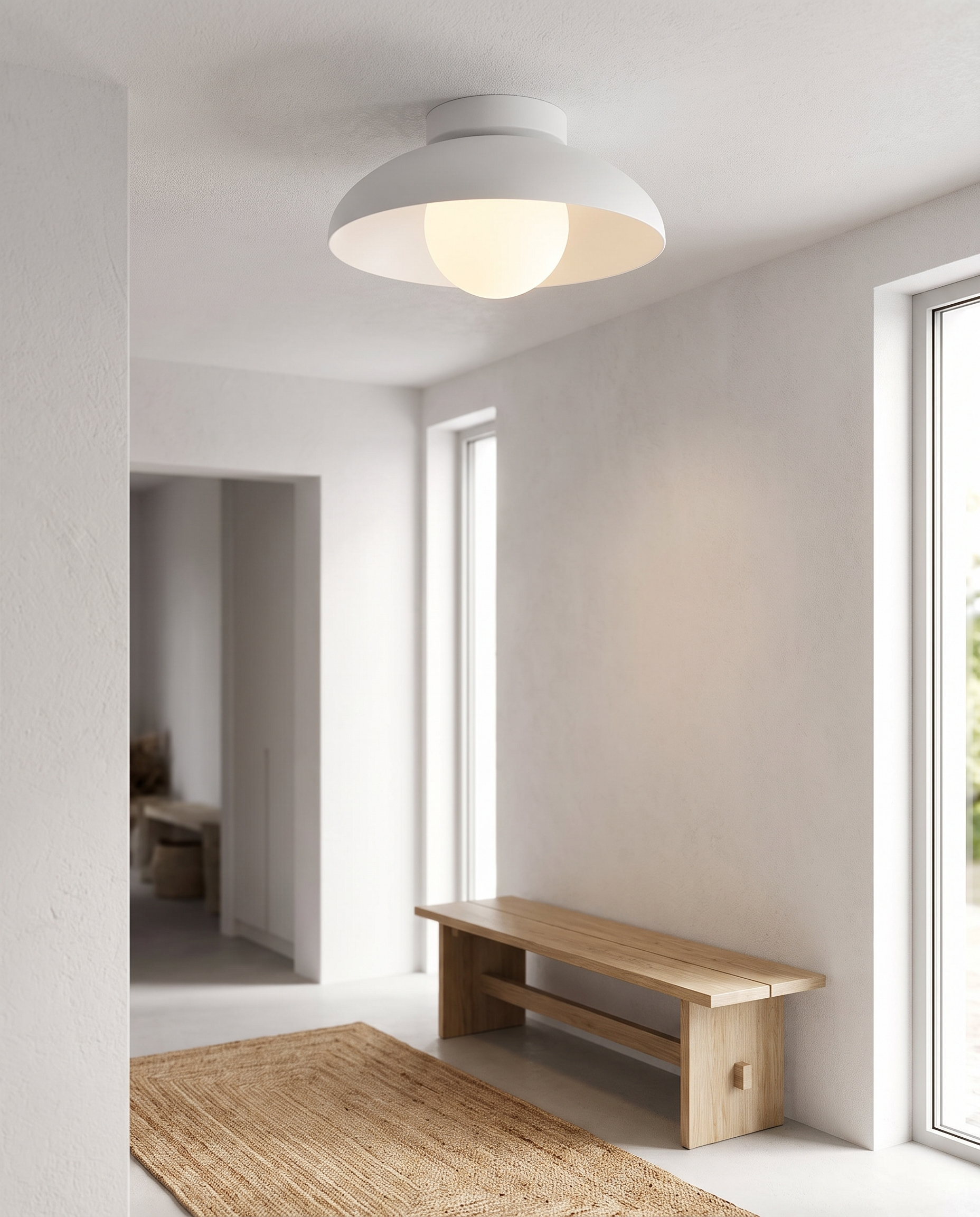 Noor Ceiling Light in White in an entryway