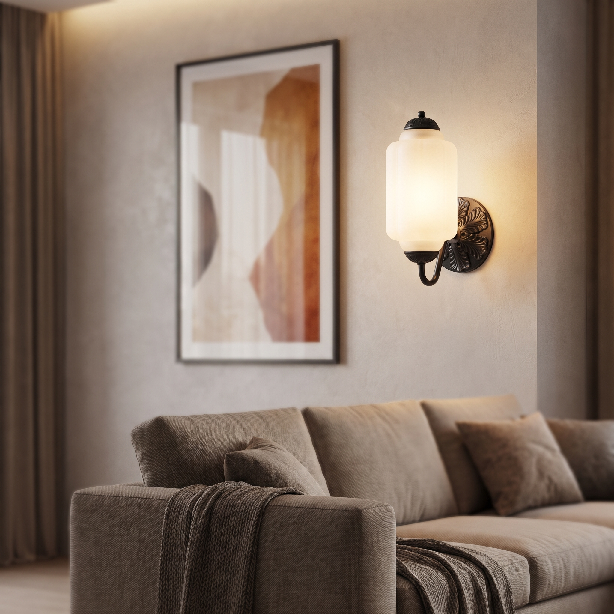 Selene wall sconce - black + frosted glass