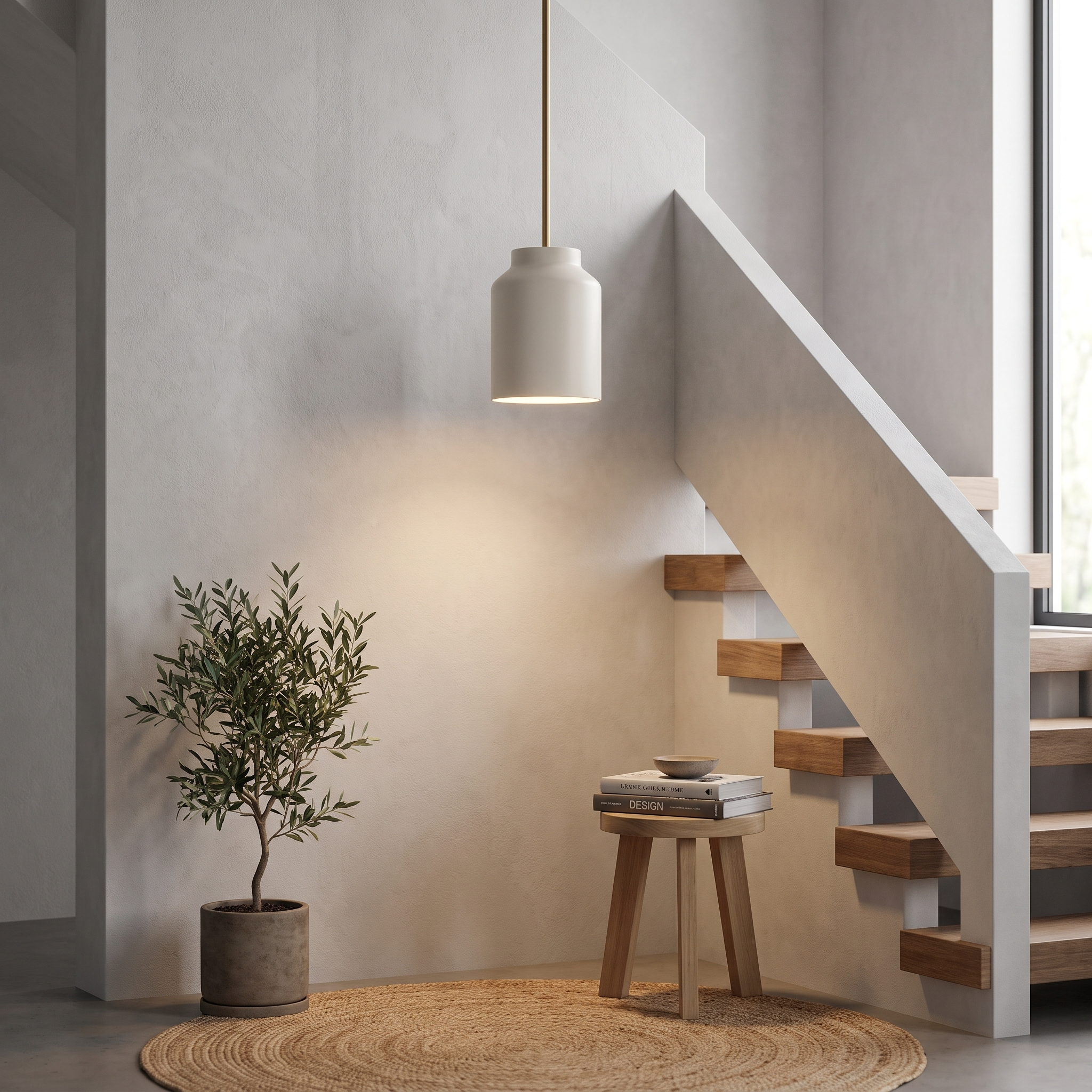 Hanton pendant - Powder Coated Ivory / Antique Brass