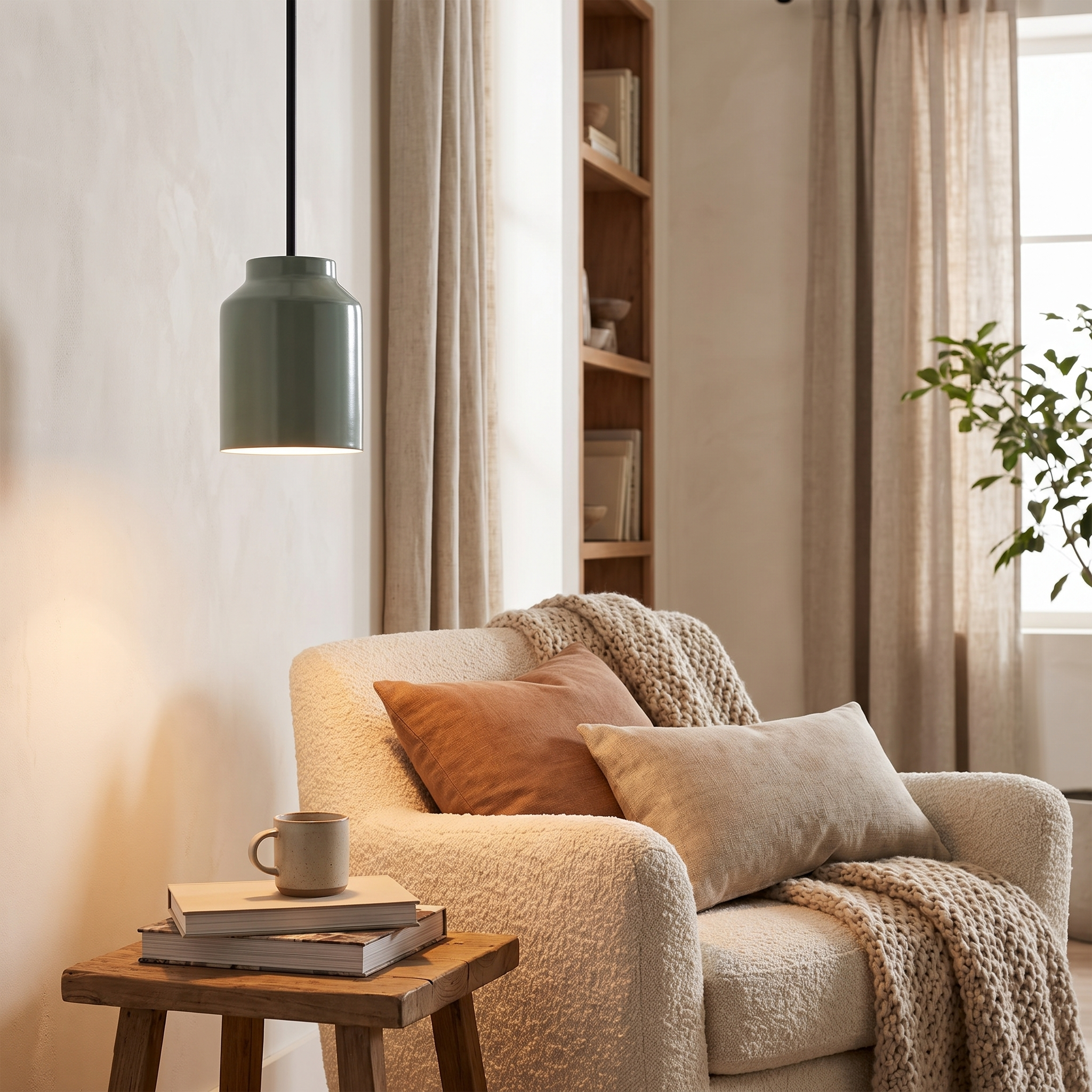 Hanton pendant - Coated Celadon / Matte Black