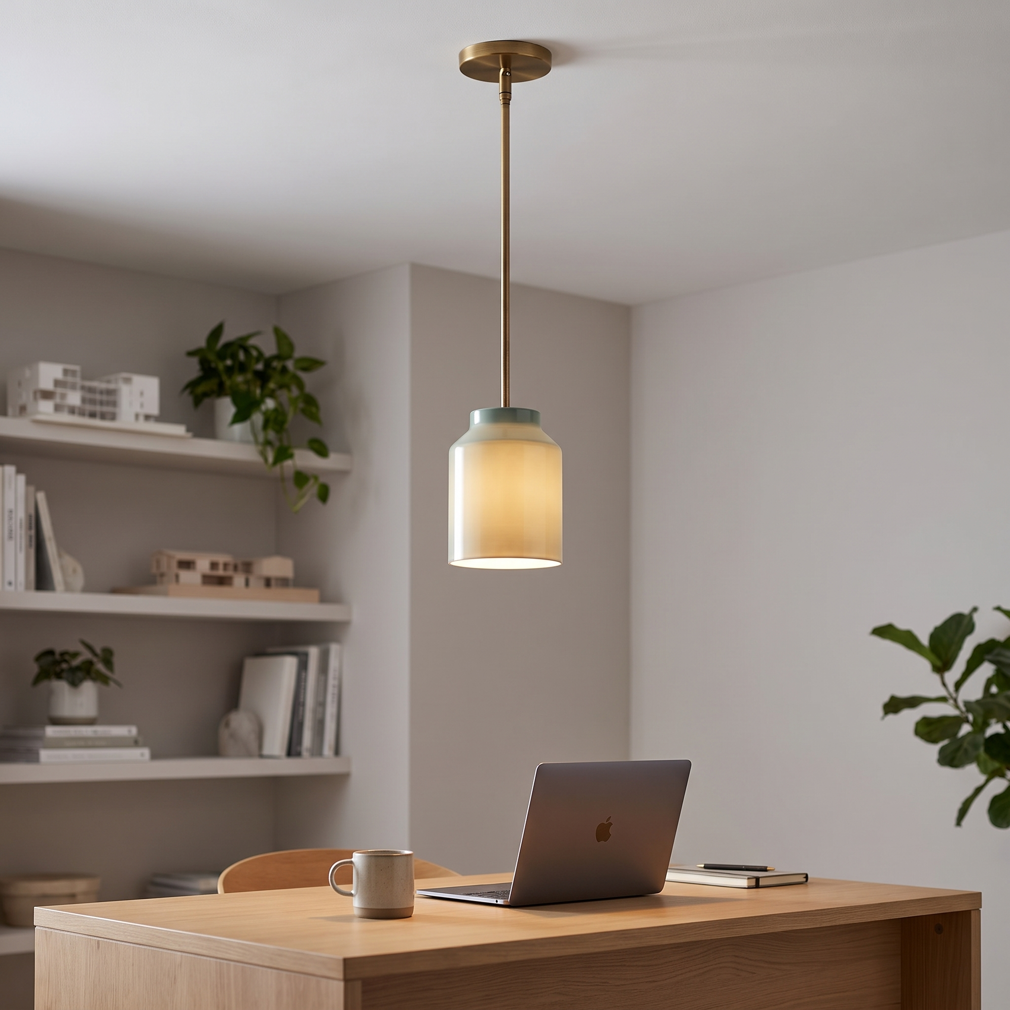 Hanton pendant - Coated Celadon / Antique Brass