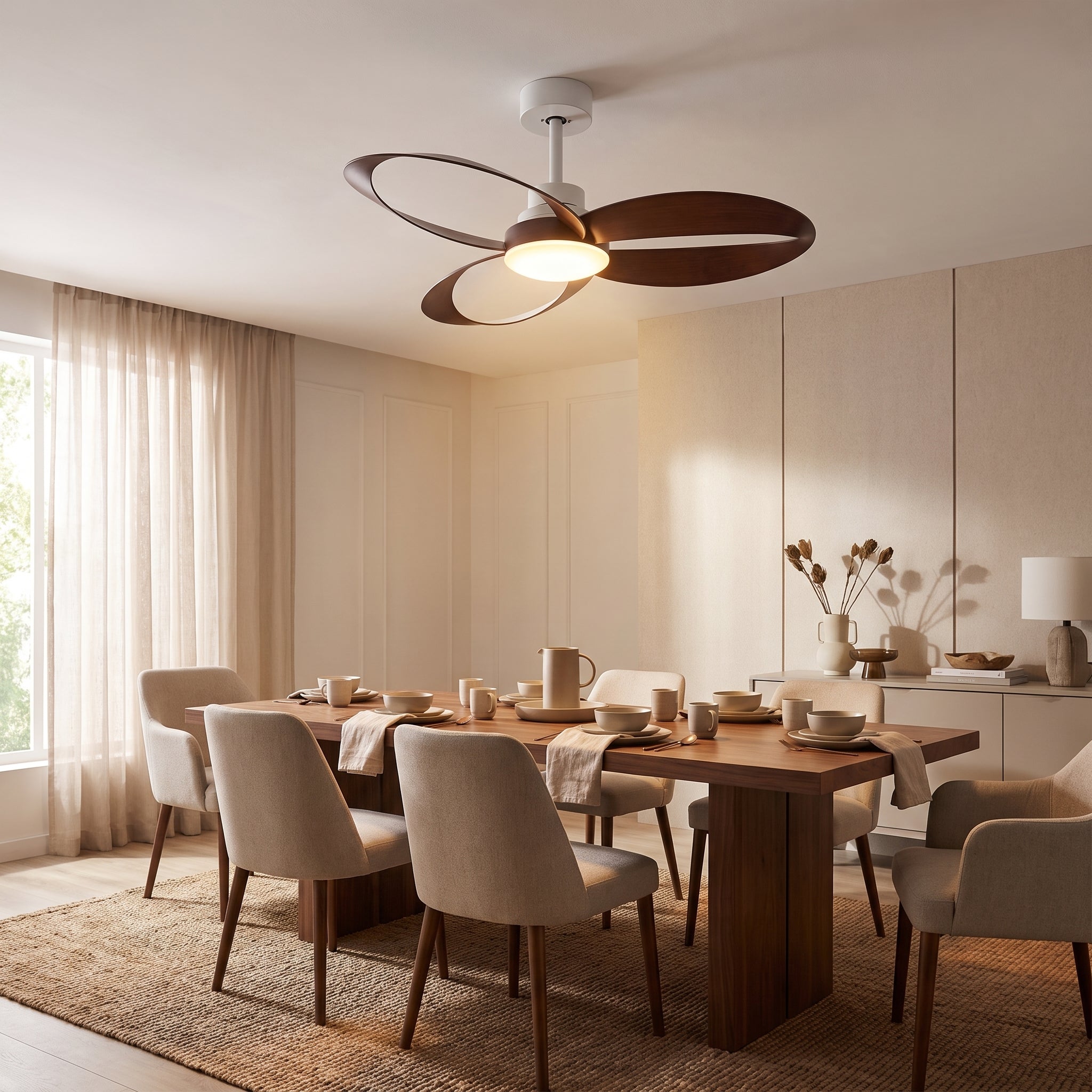 Bexley ceiling fan - White with Dark Walnut blades