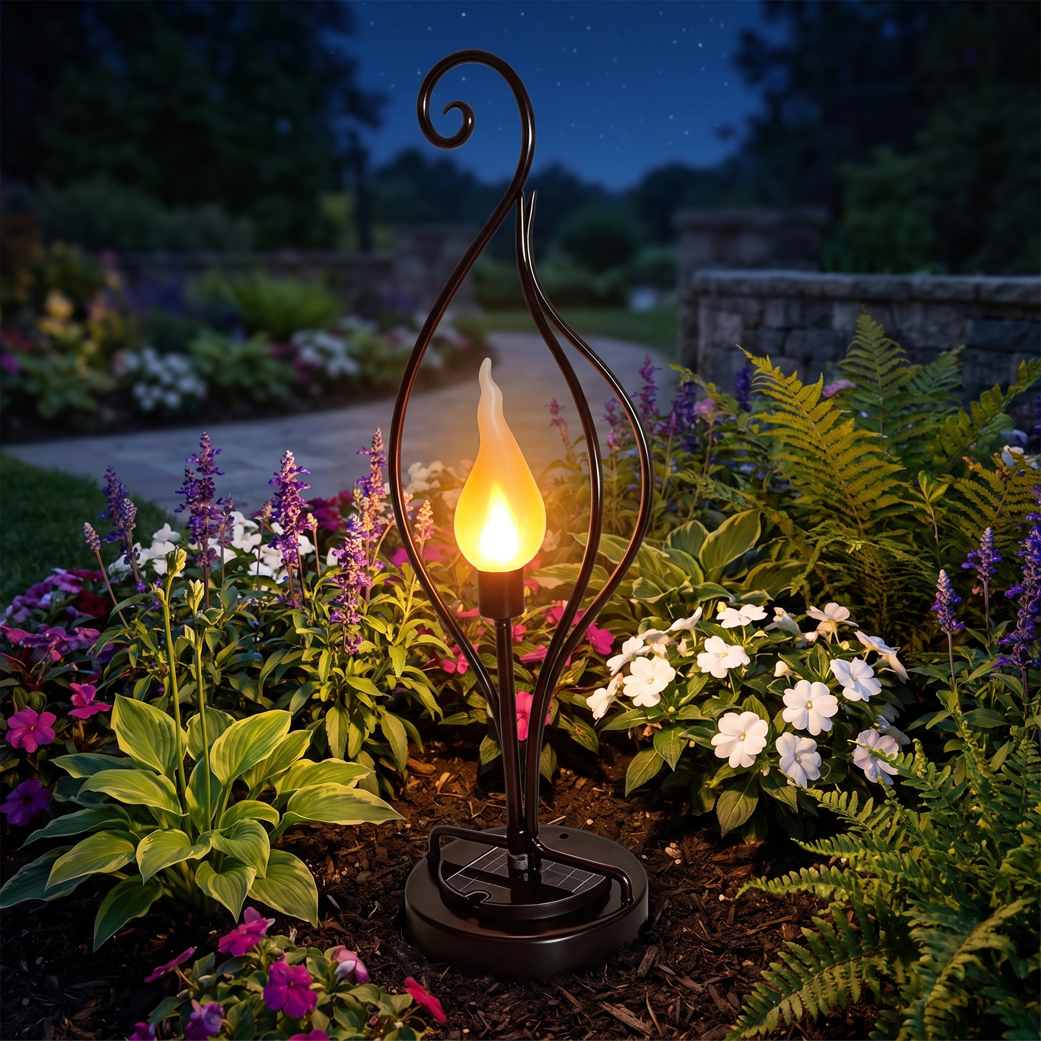 Pyra flame solar garden light lifestyle 3