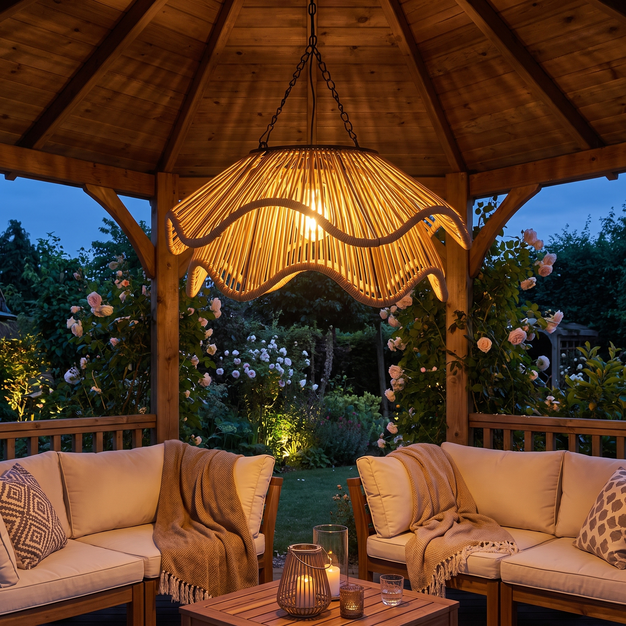 Tinsley Woven Outdoor Pendant Double-Layer lifestyle