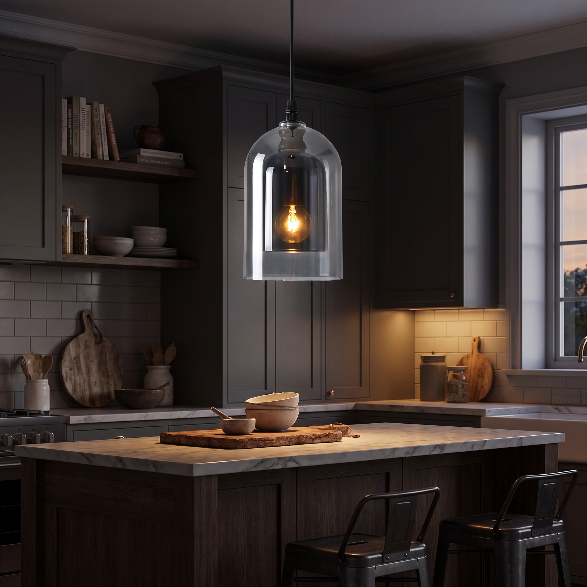 Nyla Glass Pendant Light Smoky Gray lifestyle