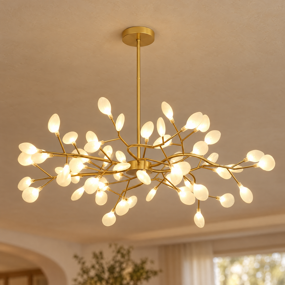Lucciola Firefly Sputnik Chandelier, 63 heads, Gold, close-up
