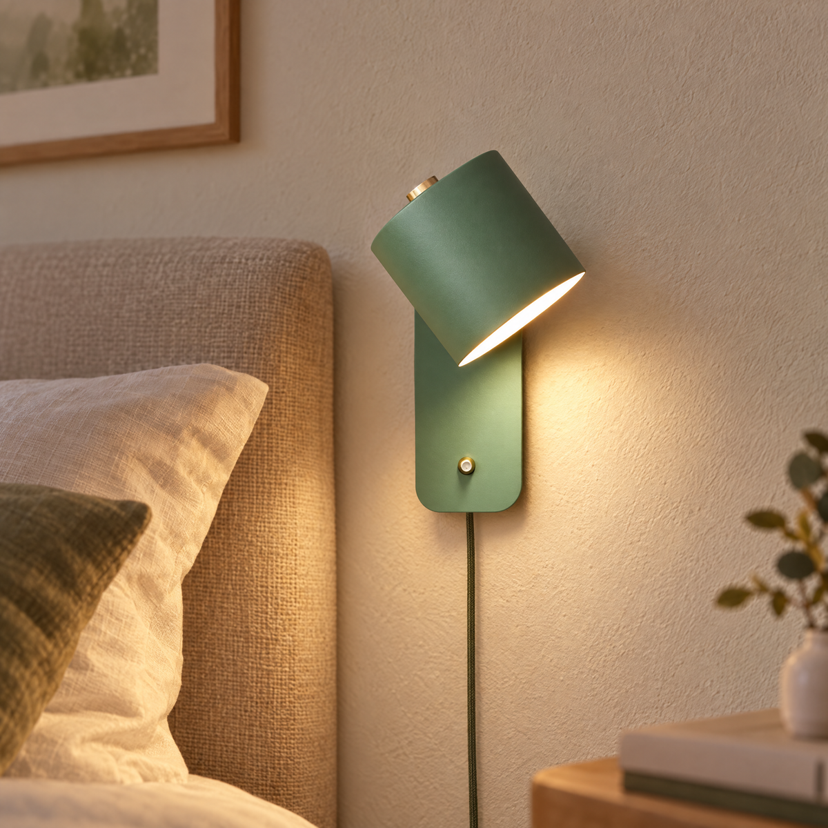 Pivo Plug In Cylinder Wall Lamp in Green