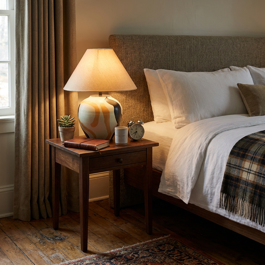 Siena table lamp on a boutique hotel bedside table