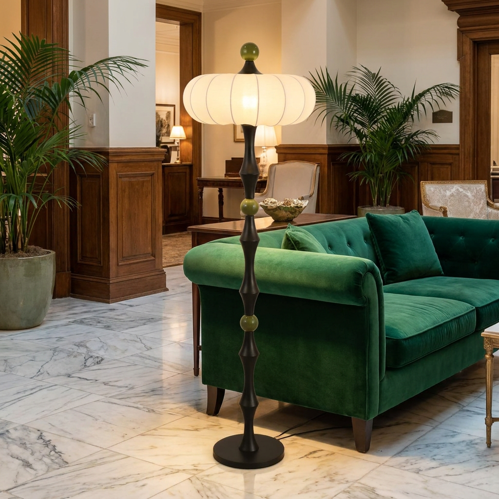 Saffi floor lamp in a boutique hotel lobby