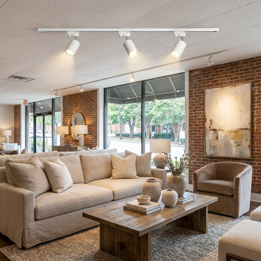 Rennick white LED track light in a showroom
