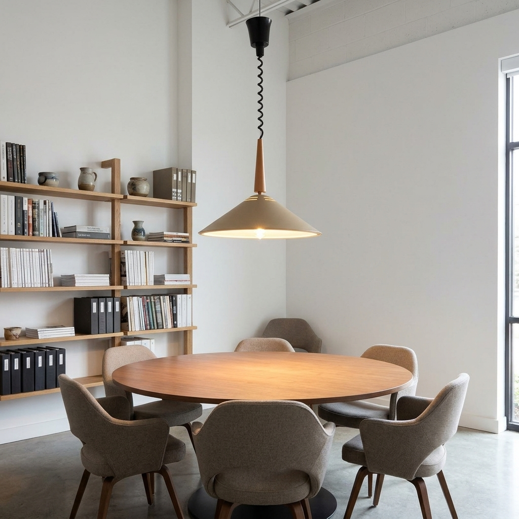 Aelith cone pendant light in Adzuki, office meeting room, Raleigh NC