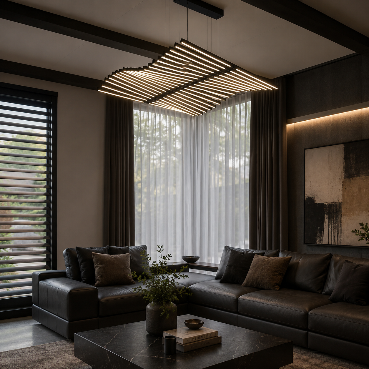 Nyxara Fishbone LED Linear Pendant Light