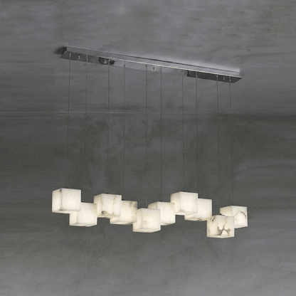 Ariane Linear Alabaster Cube Pendant Chandelier