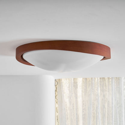 Noyer Walnut Curved Edge LED Flush Mount Ceiling Light