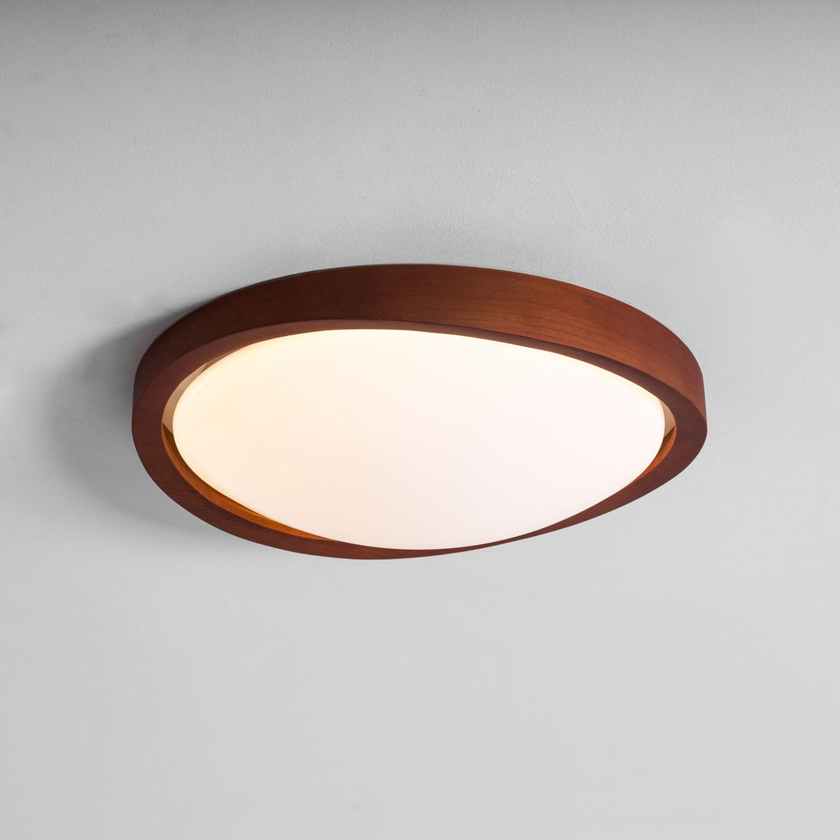 Noyer Walnut Curved Edge LED Flush Mount Ceiling Light