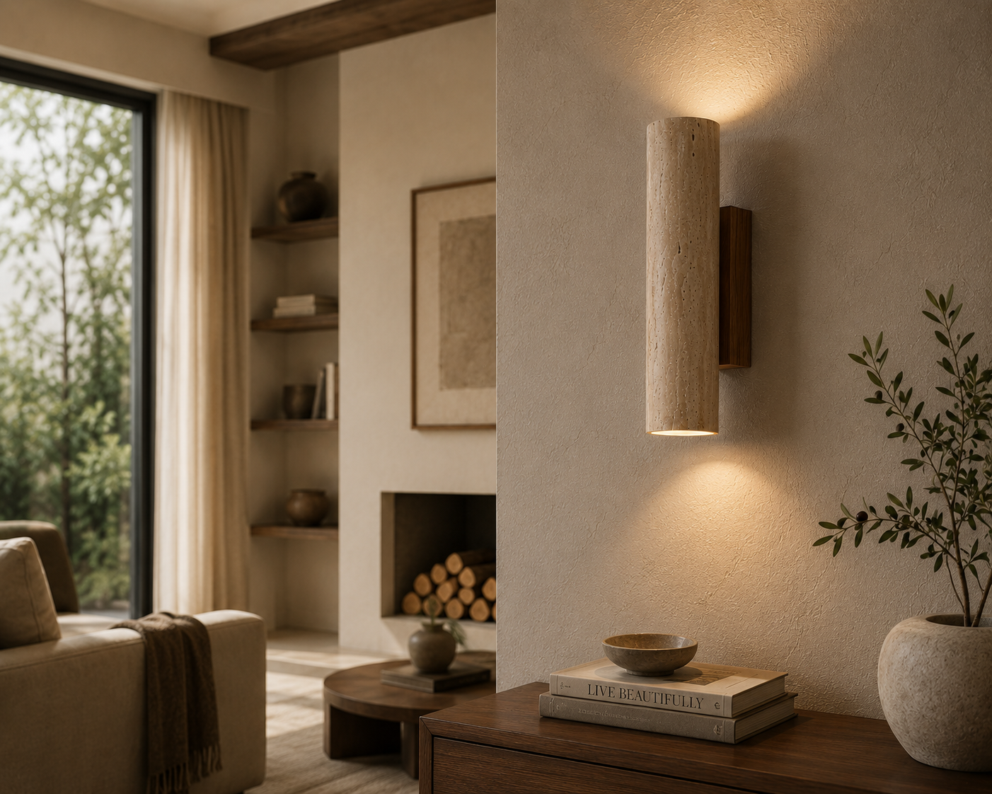 Travelle Travertine Wall Sconce