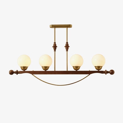 Verdane Walnut and Gold Linear Globe Chandelier