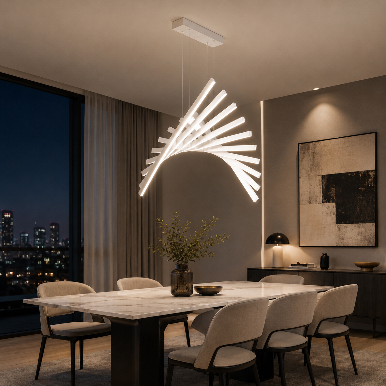 Nyxara Fishbone LED Linear Pendant Light