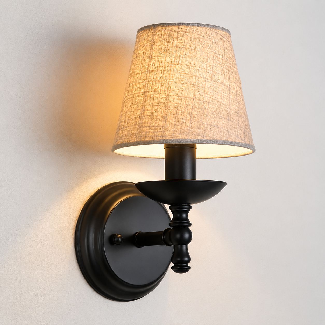 Lunette Rustic Fabric Wall Sconce