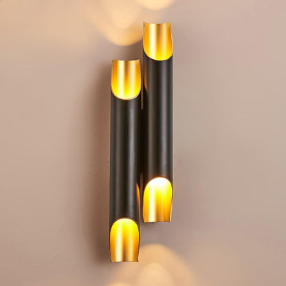 Solenne Twin Light Wall Sconce large double black and gold