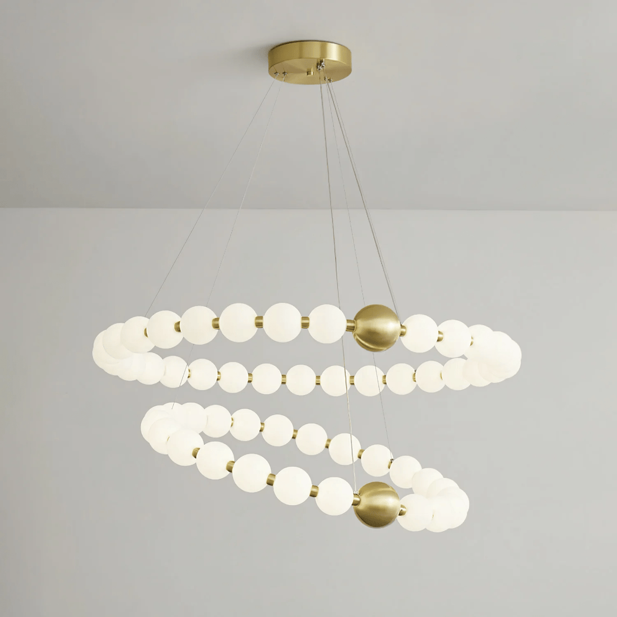 Coralyn Brass Acrylic Pearl LED Chandelier