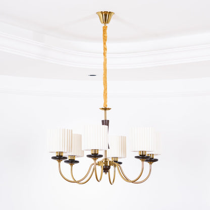 Halvard Pleated Shade Walnut Chandelier