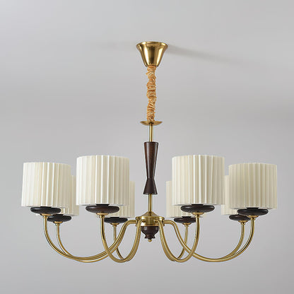 Halvard Pleated Shade Walnut Chandelier