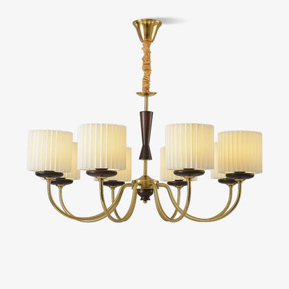 Halvard Pleated Shade Walnut Chandelier