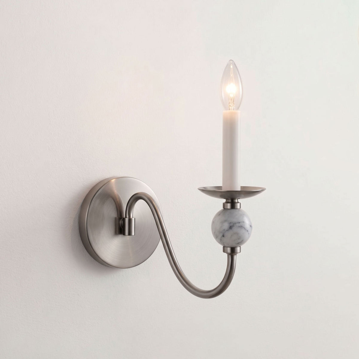 Brisa marble ball wall sconce in Brushed Nickel