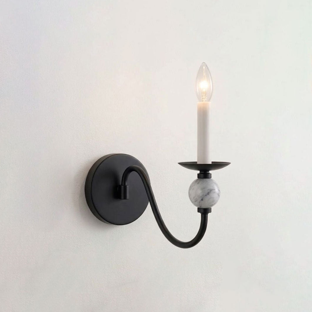 Brisa marble ball wall sconce in Matte Black