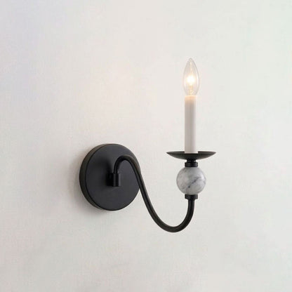 Brisa marble ball wall sconce in Matte Black