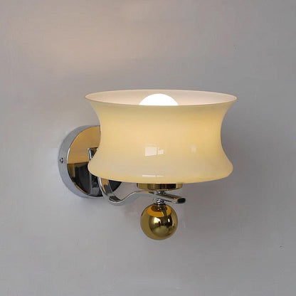 Lucienne Glass Drum Shade Gold Wall Sconce