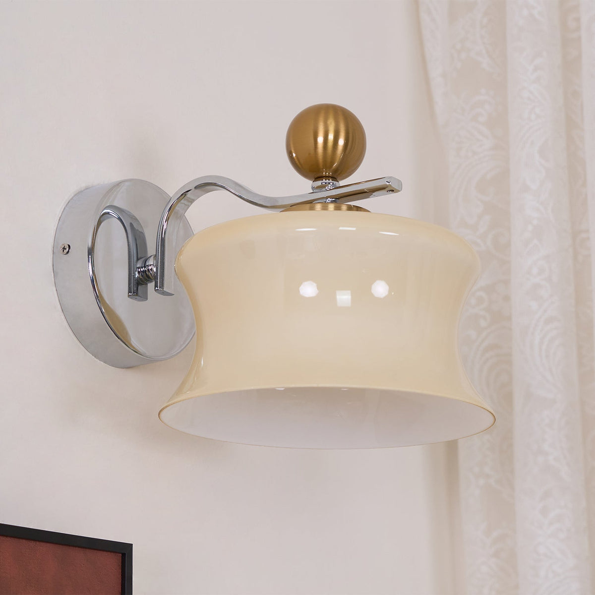 Lucienne Glass Drum Shade Gold Wall Sconce