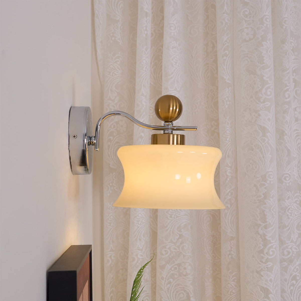 Lucienne Glass Drum Shade Gold Wall Sconce