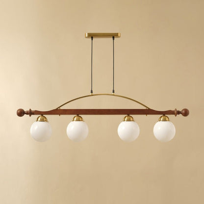Verdane Walnut and Gold Linear Globe Chandelier